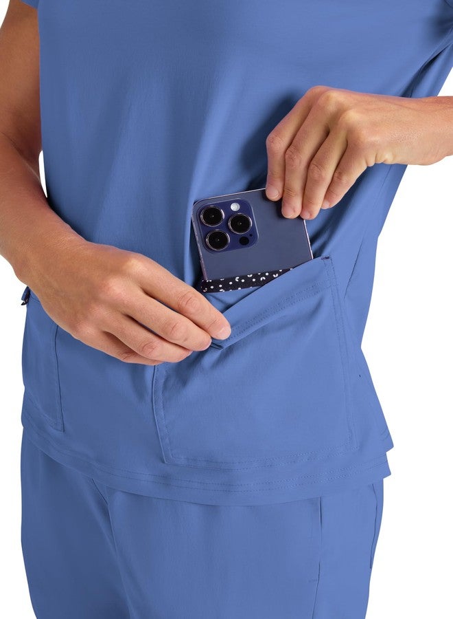 كوي بلوزة طبية نسائية من KOI Basics Becca، بأربعة جيوب، قابلة للتمدد، لون أزرق سماوي، مقاس متوسط - Image 5